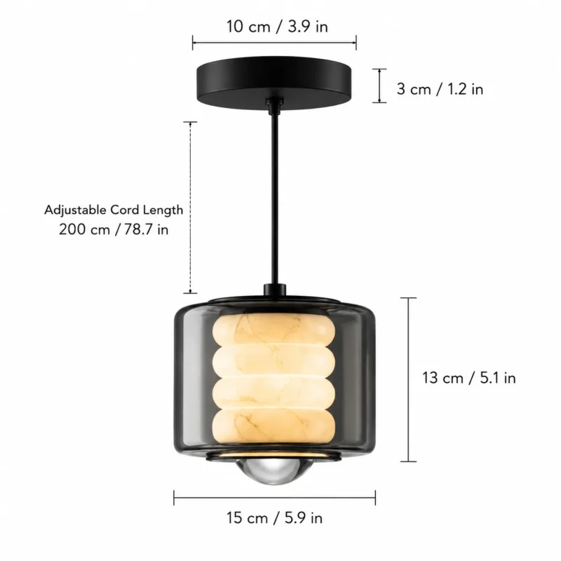 Modern Marble Glass Pendant Light | Luxury Stone LED Ceiling Light - Image 5