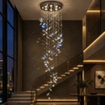 Crystal Butterfly Cascade Chandelier | Luxury Blue Crystal Staircase Lighting Fixture - Image 3