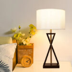 Minimalist Desk Lamp with E27 Socket - Black Metal Base & Linen Shade, Bulb Not Included