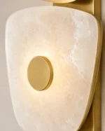 Modern Alabaster Wall Light | Brass & Stone Triple LED Wall Sconce Luxury Lighting - Image 3