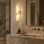 Alabaster Wall Light | Modern Brass LED Wall Lamp Minimal Luxury Lighting Fixture - Image 2