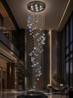 Crystal Butterfly Cascade Chandelier | Luxury Blue Crystal Staircase Lighting Fixture - Image 2