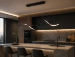 WAVE Linear Art Pendant Light | Sculptural Black LED Linear Chandelier - Image 4