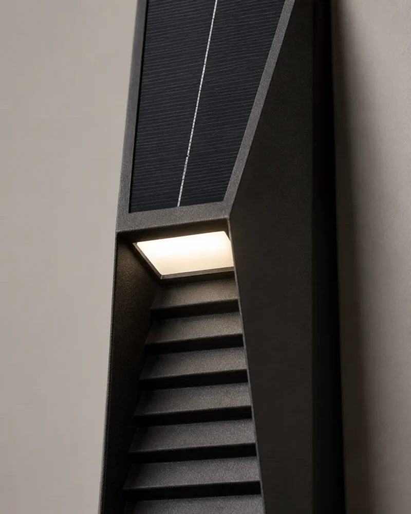 Obsidian Black Solar Outdoor Wall Light for Garden and Villa Exterior Lighting - Image 5