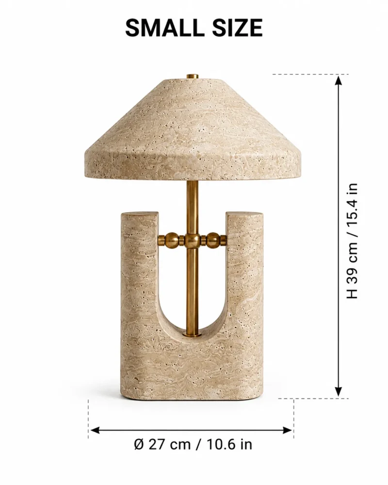Travertine U-Form Sculptural Table Lamp–Wabi-Sabi Natural Stone LED Series - Image 7