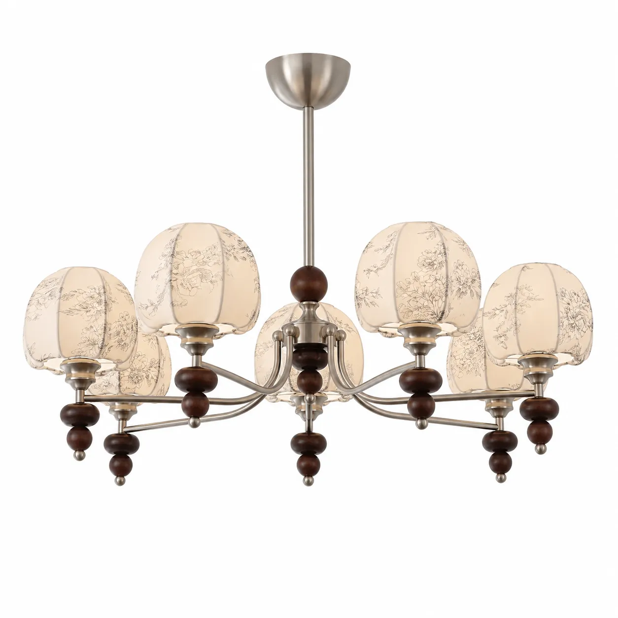 9226c4f2-9c89-4534-8fd7-e1fb8082f968_11zon Velvet Petal Vintage Fabric Shade Chandelier with Wood Accents - Image 1