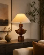 Wabi-Sabi Wood Table Lamp – Japanese Style Bedside Lighting Fixture - Image 5