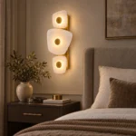 Modern Alabaster Wall Light | Brass & Stone Triple LED Wall Sconce Luxury Lighting - Image 3