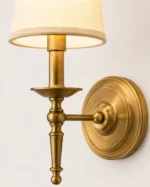 Brass Fabric Wall Light | Vintage Luxury Wall Sconce Antique Brass Decorative Lighting - Image 3