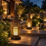 Outdoor Bamboo Lantern Garden Light | Warm White Decorative LED 3000K - Image 4