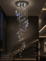 Crystal Butterfly Cascade Chandelier | Luxury Blue Crystal Staircase Lighting Fixture - Image 4
