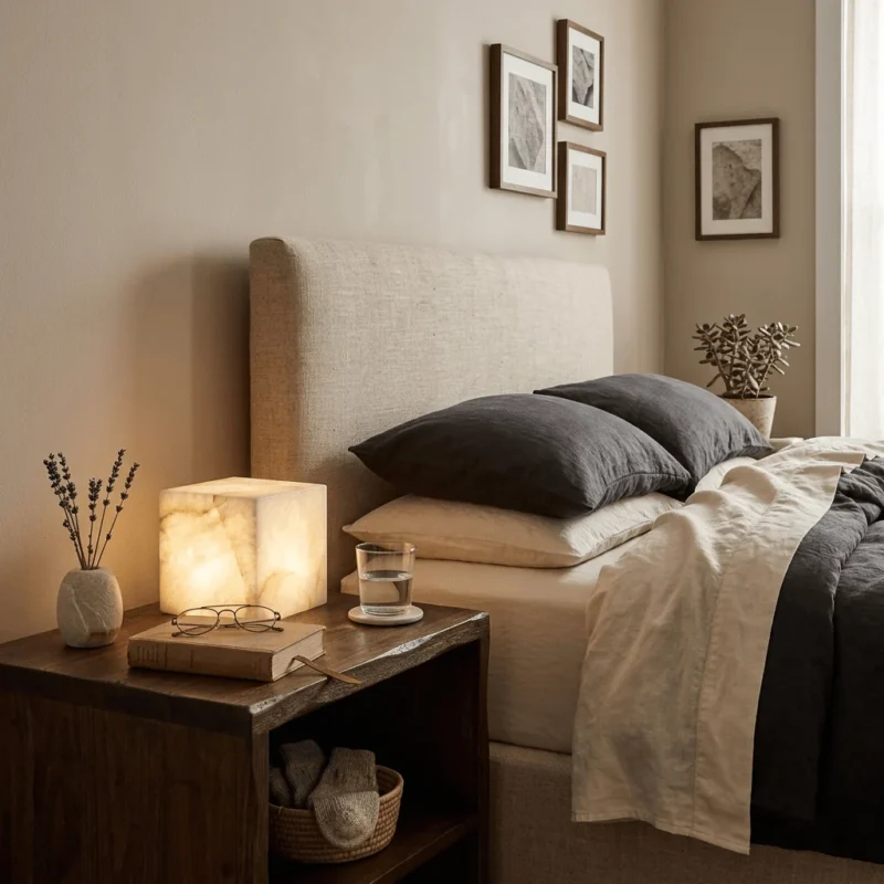 Snowflake Alabaster Glow Cube Lamp | Minimalist Stone LED Table Light - Image 3
