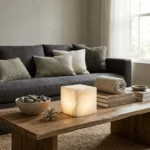 Snowflake Alabaster Glow Cube Lamp | Minimalist Stone LED Table Light - Image 2