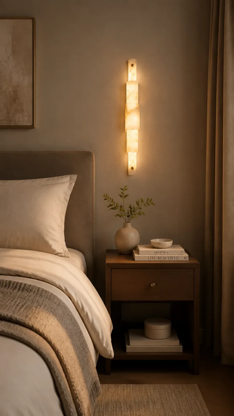Natural Alabaster LED Wall Light – Modern Brass Ambient Wall Lamp (3 Sizes) - Image 4