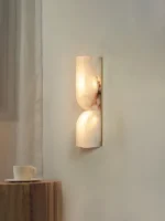 Alabaster Wall Light | Modern Brass LED Wall Lamp Minimal Luxury Lighting Fixture - Image 2