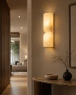 Alabaster Wall Light | Modern Brass LED Wall Lamp Minimal Luxury Lighting Fixture - Image 5