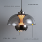 Dome Glass Mini Pendant. Bottom lens light source, sleek design.-1018 - Image 4