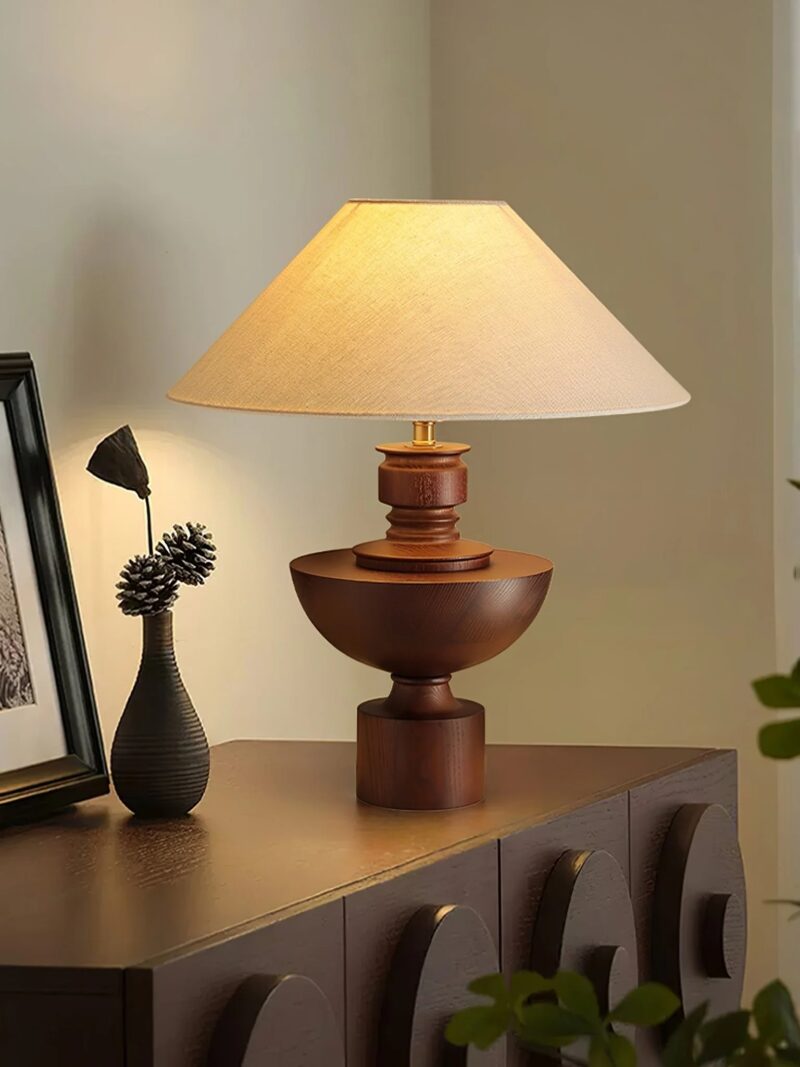 Wabi-Sabi Wood Table Lamp – Japanese Style Bedside Lighting Fixture - Image 2