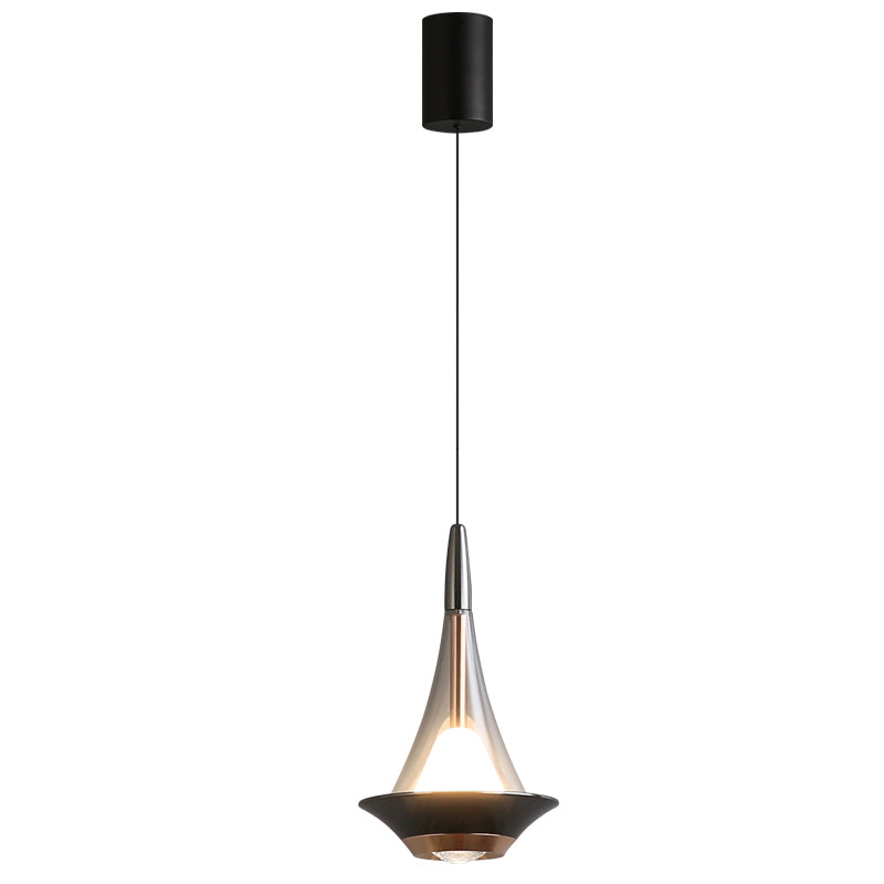 Modern Style Inverted Triangle Pendant Light with Ambient Lens Spotlight at the Bottom - Image 1
