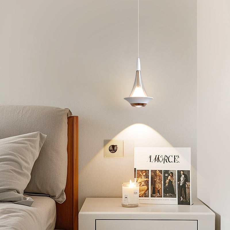 Modern Style Inverted Triangle Pendant Light with Ambient Lens Spotlight at the Bottom - Image 9