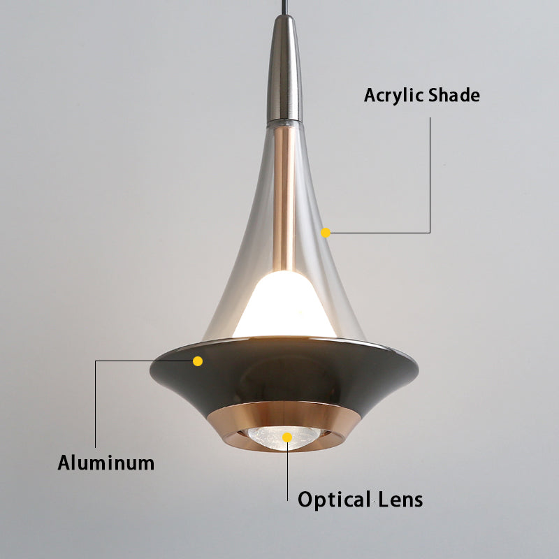 Modern Style Inverted Triangle Pendant Light with Ambient Lens Spotlight at the Bottom - Image 3