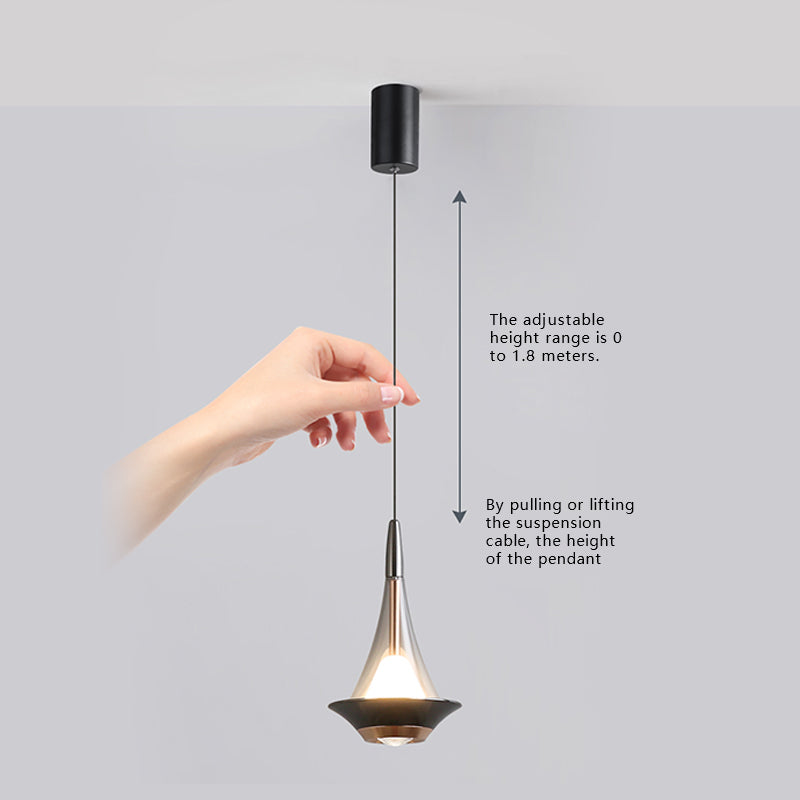 Modern Style Inverted Triangle Pendant Light with Ambient Lens Spotlight at the Bottom - Image 4