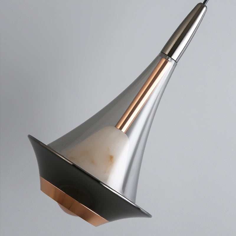 Modern Style Inverted Triangle Pendant Light with Ambient Lens Spotlight at the Bottom - Image 5
