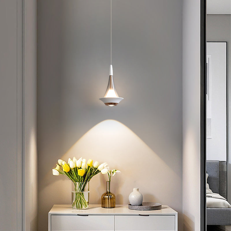 Modern Style Inverted Triangle Pendant Light with Ambient Lens Spotlight at the Bottom - Image 11