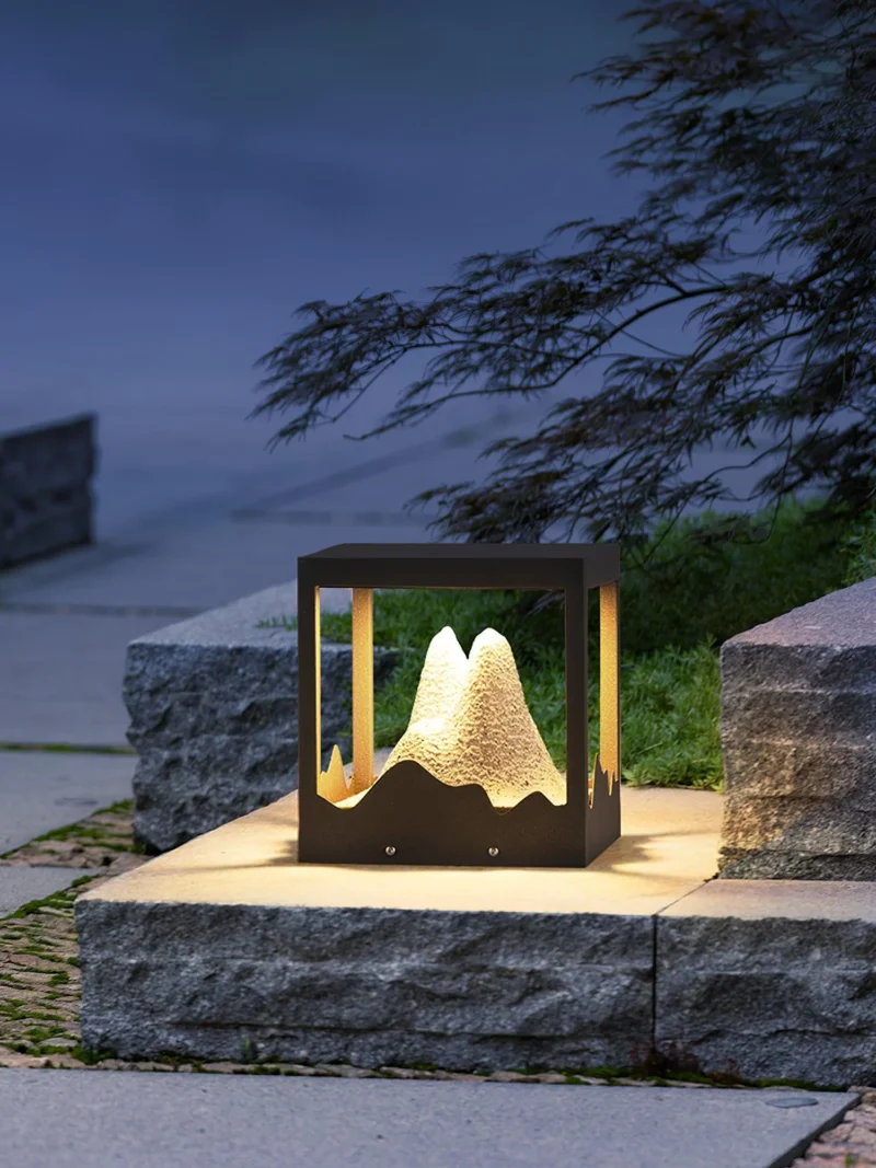 Modern Mountain Landscape Post Light | Outdoor Gate Pillar Light 3000K - Image 2