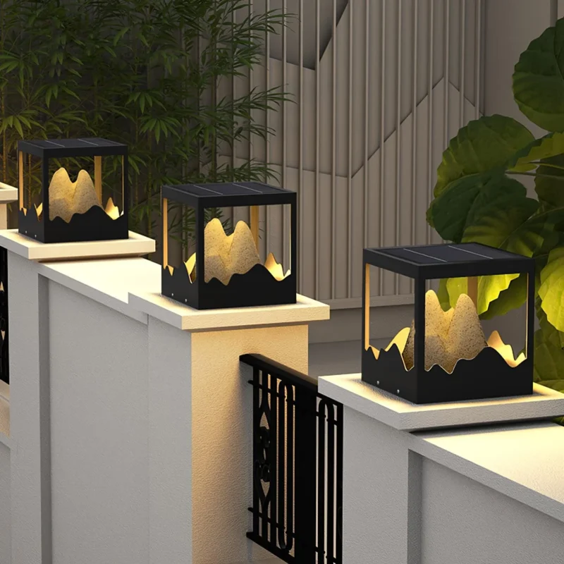 Modern Mountain Landscape Post Light | Outdoor Gate Pillar Light 3000K - Image 5
