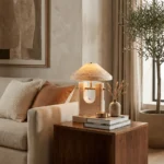 Travertine U-Form Sculptural Table Lamp–Wabi-Sabi Natural Stone LED Series - Image 2