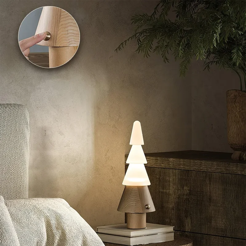Nordic Tree Series Table Lamp – Wooden Sculptural LED Ambient Light - Image 3