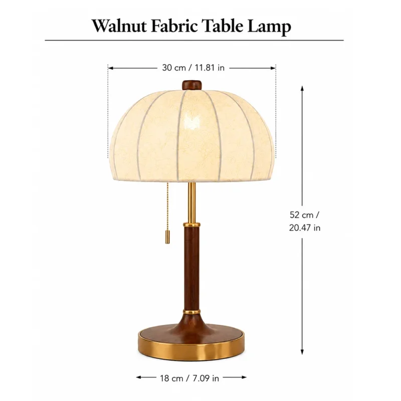 Walnut Fabric Table Lamp | Nordic Warm Minimalist LED Ambient Light - Image 5