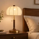 Walnut Fabric Table Lamp | Nordic Warm Minimalist LED Ambient Light - Image 7