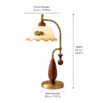 Vintage Floral Brass Table Lamp | Antique European Warm Bedside Lamp - Image 3