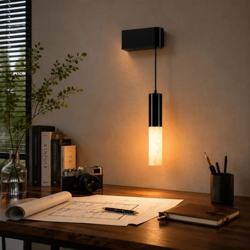 Modern Alabaster Pendant Wall Light – Minimalist Nordic LED Sconce Series - Image 3
