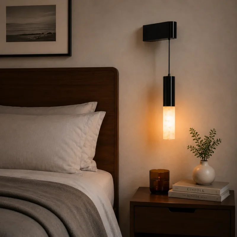 Modern Alabaster Pendant Wall Light – Minimalist Nordic LED Sconce Series - Image 4