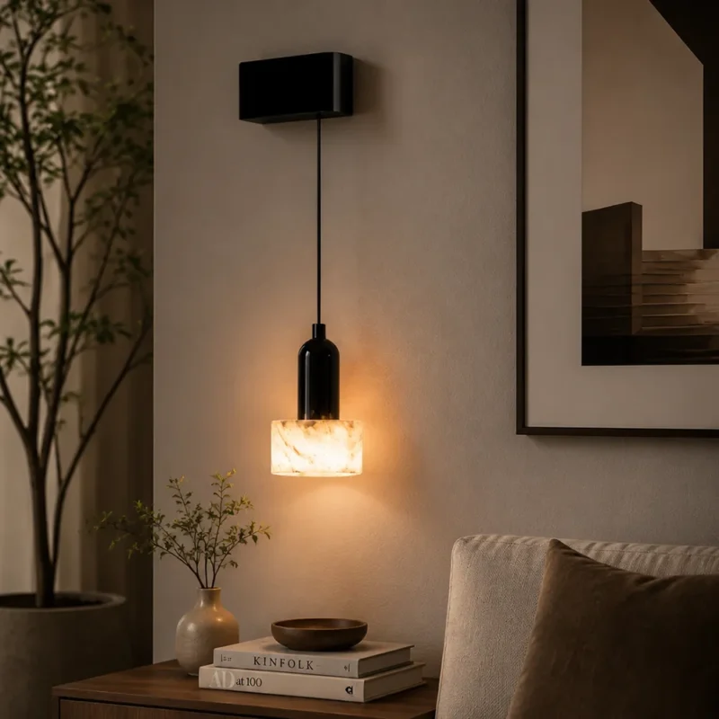 Aurora Adjustable Alabaster Wall Pendant Light – Modern Minimalist LED Sconce Series - Image 4