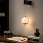 Natural Alabaster Sphere Wall Pendant Light – Modern Minimalist LED Series - Image 2