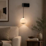 Natural Alabaster Sphere Wall Pendant Light – Modern Minimalist LED Series - Image 3