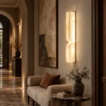 Alabaster Wall Light | Modern Brass LED Wall Lamp Minimal Luxury Lighting Fixture - Image 6