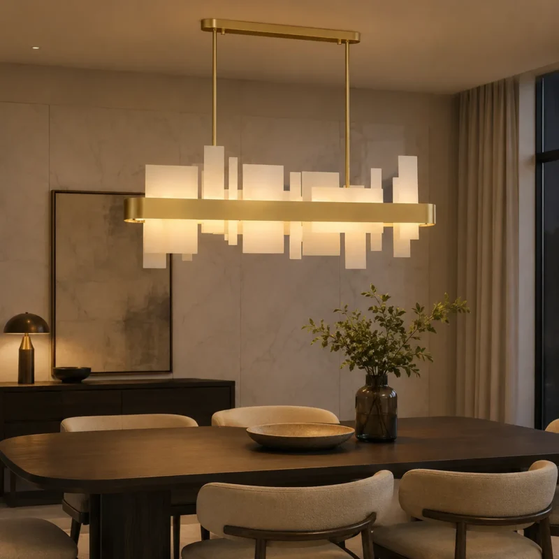Amelie Modern Brass Linear LED Chandelier - Image 2