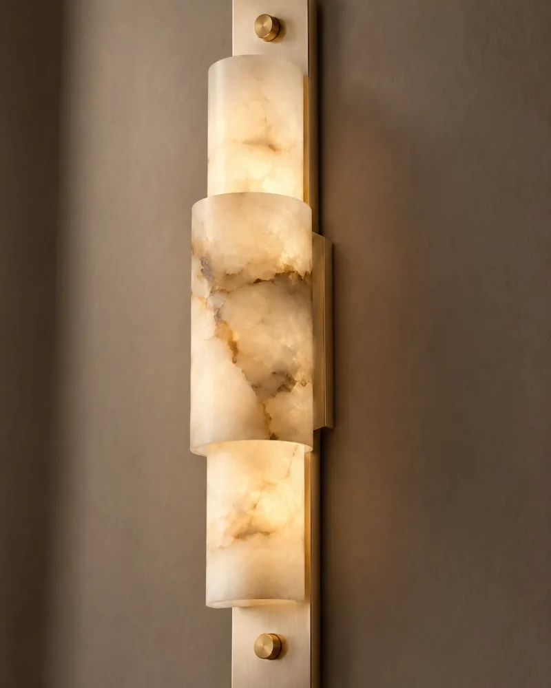 Natural Alabaster LED Wall Light – Modern Brass Ambient Wall Lamp (3 Sizes) - Image 6