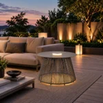 Nit Woven Solar Outdoor Floor Lamp for Patio and Garden Lounge Lighting - Image 2