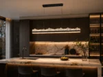 Ice Mountain Double Row Linear Pendant Light | Modern Black LED Chandelier - Image 3