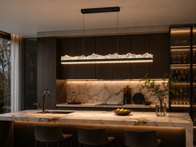 Ice Mountain Double Row Linear Pendant Light | Modern Black LED Chandelier - Image 3