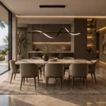 WAVE Linear Art Pendant Light | Sculptural Black LED Linear Chandelier - Image 5
