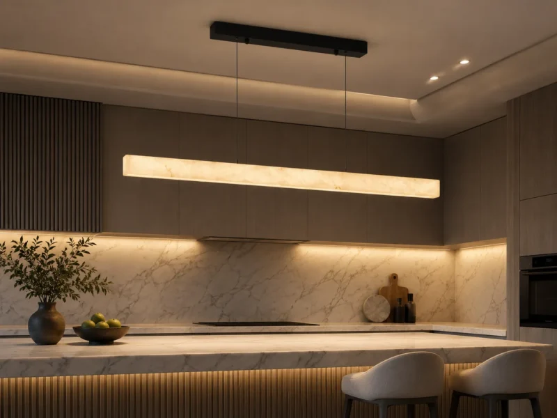Cloud Stone Linear Pendant Light – Modern Marble LED Kitchen Island Lighting - Image 4