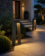 Elira Black Solar Outdoor Bollard Light for Garden Pathway and Courtyard Lighting - Image 3