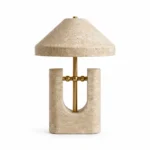 Travertine U-Form Sculptural Table Lamp–Wabi-Sabi Natural Stone LED Series - Image 5